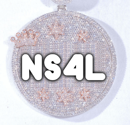 CUSTOM LETTER NECKLACE 3D BIG CROWN DISC