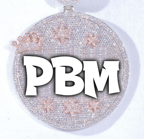 CUSTOM LETTER NECKLACE 3D BIG CROWN DISC