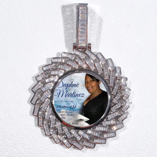 Large 3D Baguette Custom Picture Pendant