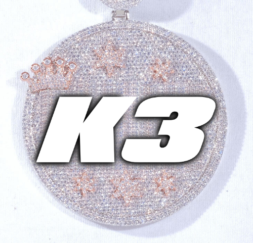 CUSTOM LETTER NECKLACE 3D BIG CROWN DISC