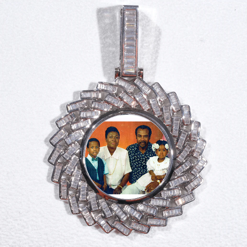 Large 3D Baguette Custom Picture Pendant