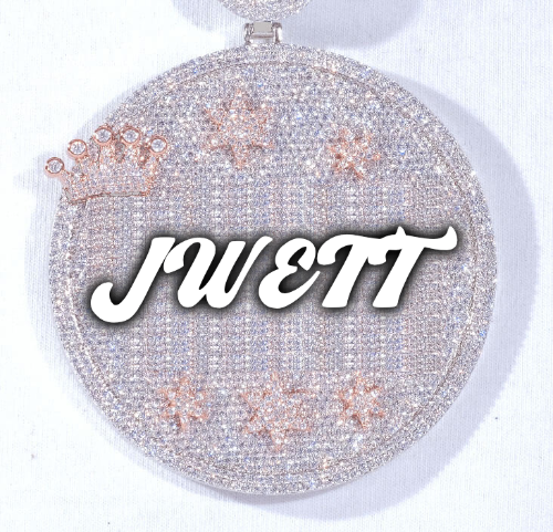 CUSTOM LETTER NECKLACE 3D BIG CROWN DISC