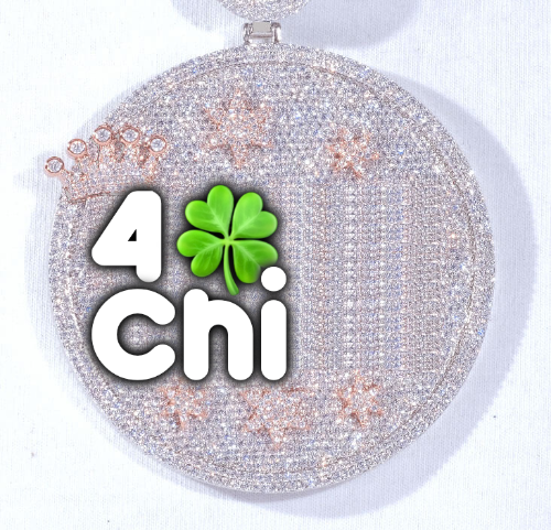 CUSTOM LETTER NECKLACE 3D BIG CROWN DISC