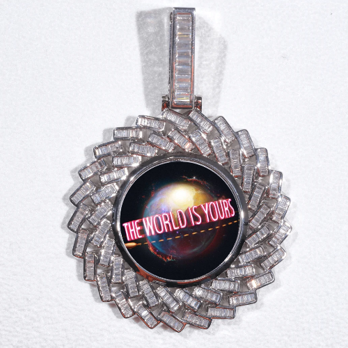 Large 3D Baguette Custom Picture Pendant