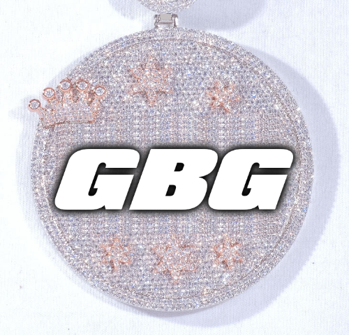 CUSTOM LETTER NECKLACE 3D BIG CROWN DISC