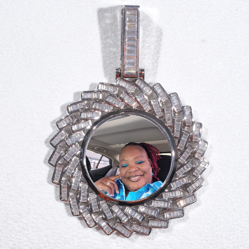 Large 3D Baguette Custom Picture Pendant