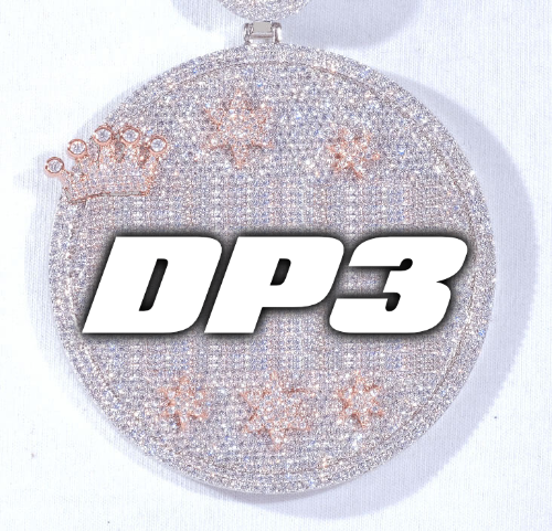 CUSTOM LETTER NECKLACE 3D BIG CROWN DISC