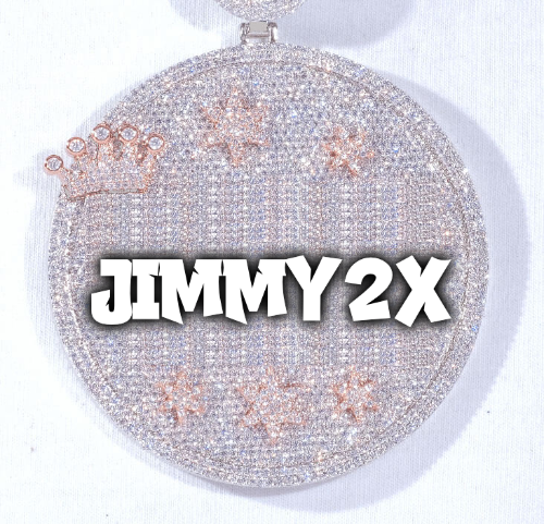 CUSTOM LETTER NECKLACE 3D BIG CROWN DISC