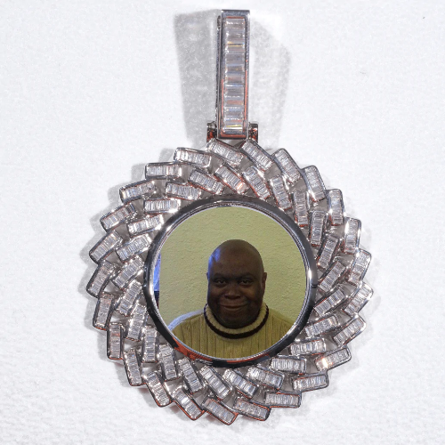 Large 3D Baguette Custom Picture Pendant