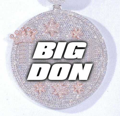 CUSTOM LETTER NECKLACE 3D BIG CROWN DISC