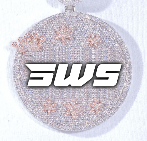CUSTOM LETTER NECKLACE 3D BIG CROWN DISC