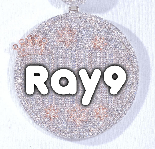CUSTOM LETTER NECKLACE 3D BIG CROWN DISC
