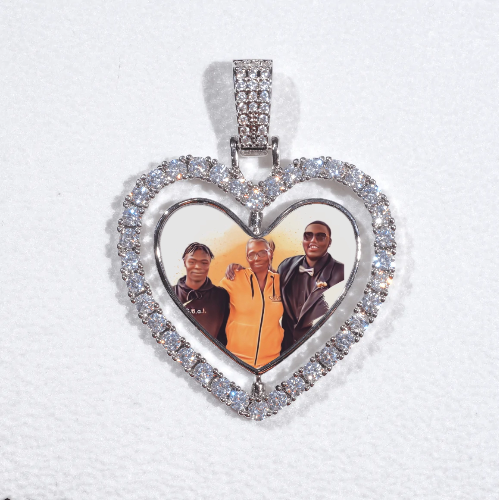 3D Spinning 2-Faced Heart Custom Picture Pendant