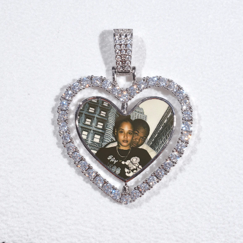 3D Spinning 2-Faced Heart Custom Picture Pendant