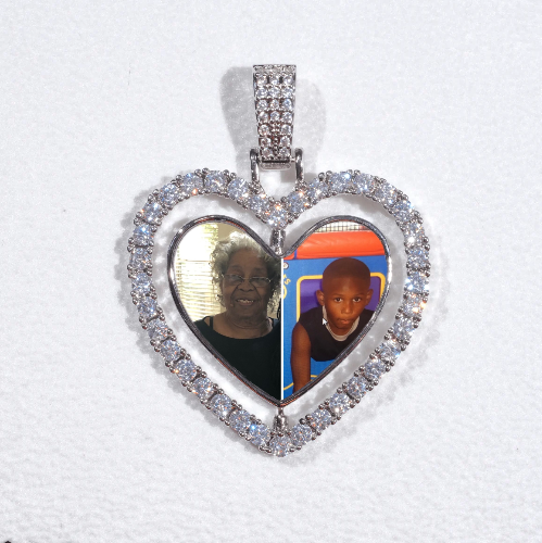 3D Spinning 2-Faced Heart Custom Picture Pendant