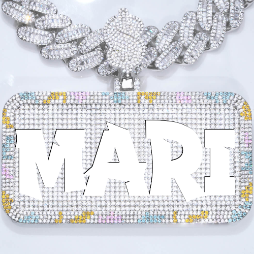 CUSTOM LETTER NECKLACE 3D COLORFUL SQUARE