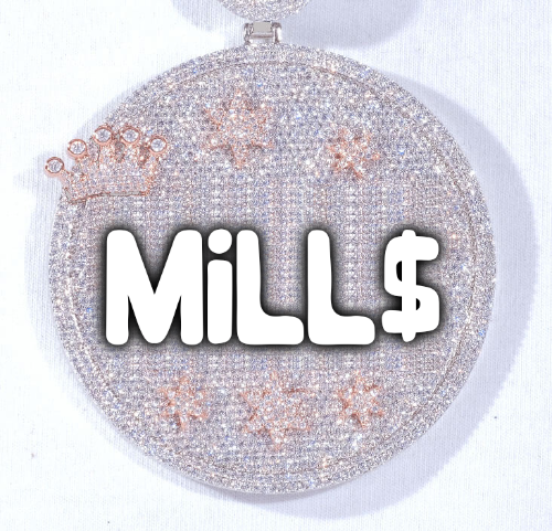 CUSTOM LETTER NECKLACE 3D BIG CROWN DISC
