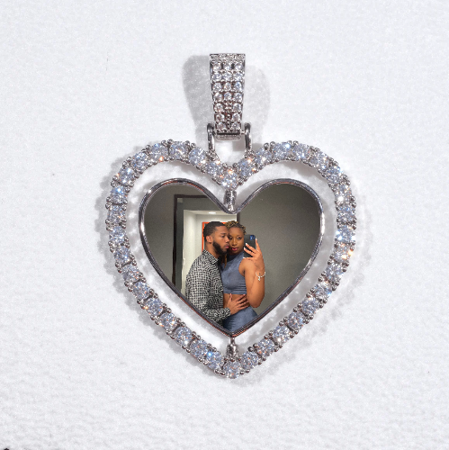 3D Spinning 2-Faced Heart Custom Picture Pendant