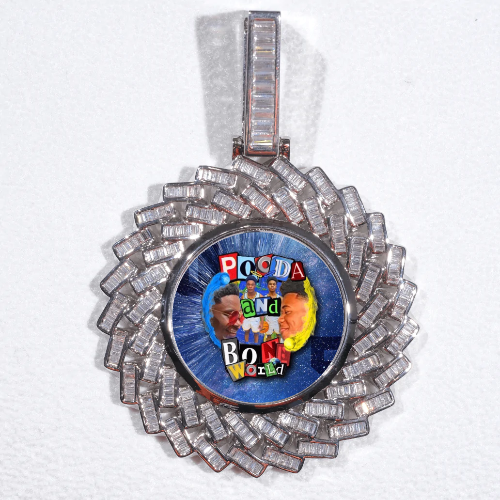 Large 3D Baguette Custom Picture Pendant