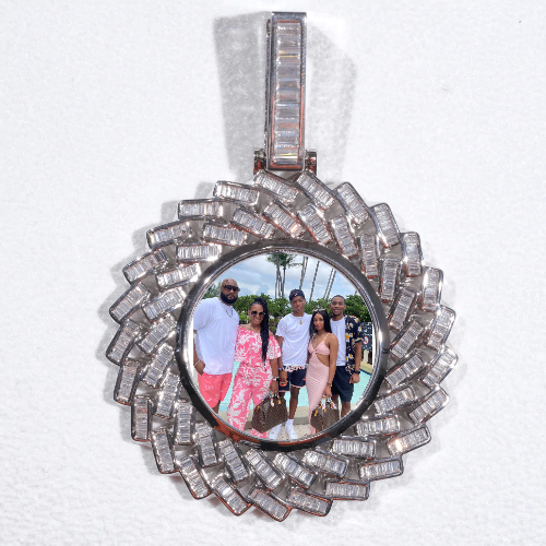 Large 3D Baguette Custom Picture Pendant
