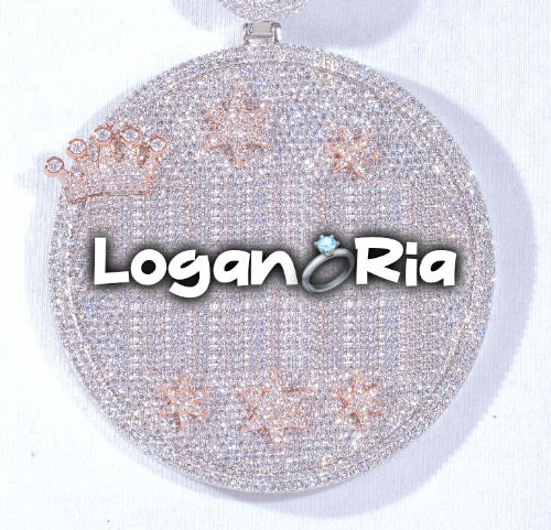 CUSTOM LETTER NECKLACE 3D BIG CROWN DISC