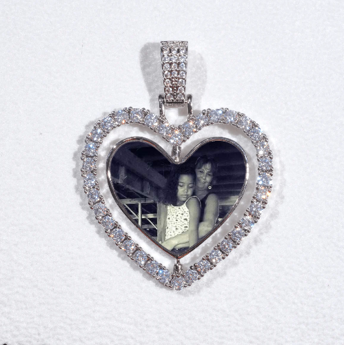3D Spinning 2-Faced Heart Custom Picture Pendant