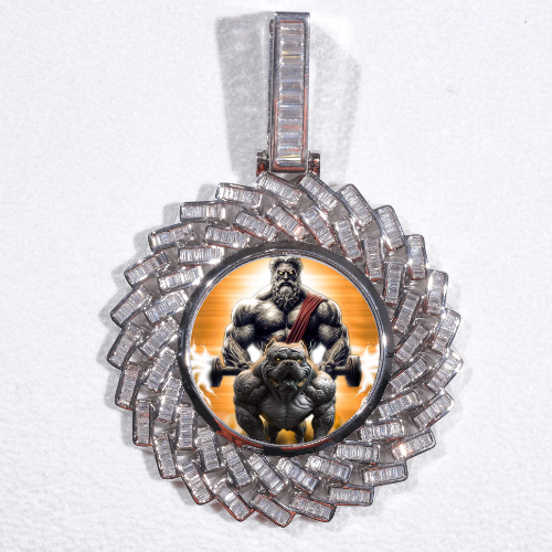 Large 3D Baguette Custom Picture Pendant