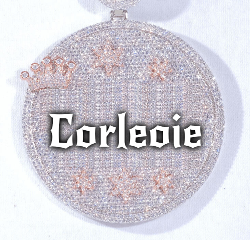 CUSTOM LETTER NECKLACE 3D BIG CROWN DISC