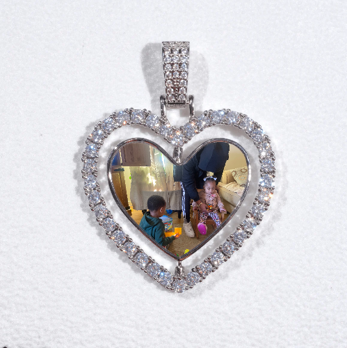 3D Spinning 2-Faced Heart Custom Picture Pendant