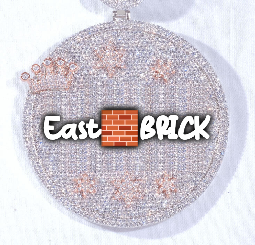 CUSTOM LETTER NECKLACE 3D BIG CROWN DISC