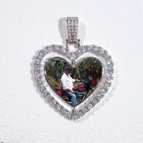 3D Spinning 2-Faced Heart Custom Picture Pendant