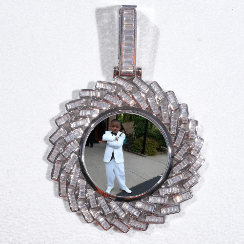 Large 3D Baguette Custom Picture Pendant