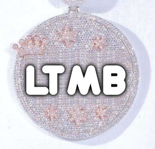 CUSTOM LETTER NECKLACE 3D BIG CROWN DISC