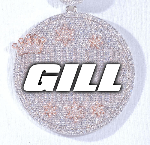 CUSTOM LETTER NECKLACE 3D BIG CROWN DISC