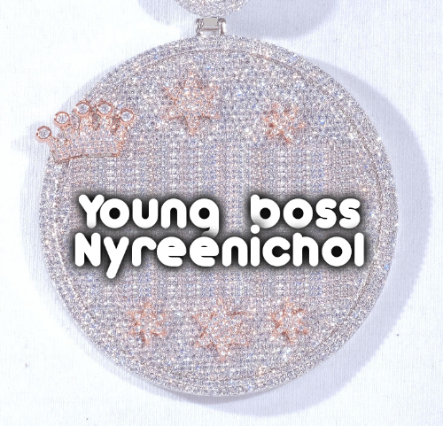 CUSTOM LETTER NECKLACE 3D BIG CROWN DISC