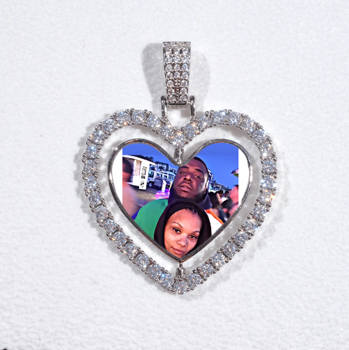 3D Spinning 2-Faced Heart Custom Picture Pendant