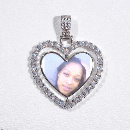3D Spinning 2-Faced Heart Custom Picture Pendant