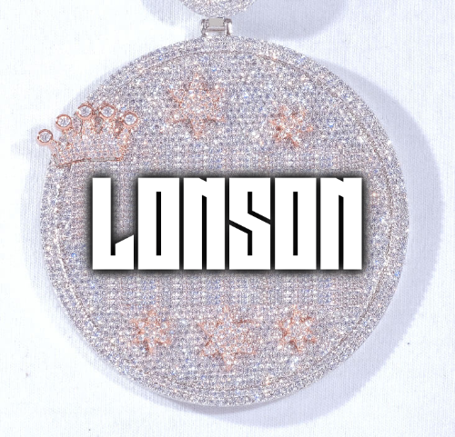 CUSTOM LETTER NECKLACE 3D BIG CROWN DISC