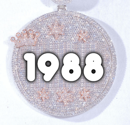 CUSTOM LETTER NECKLACE 3D BIG CROWN DISC