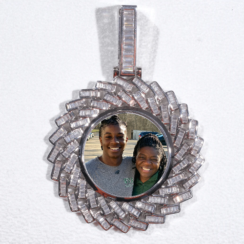 Large 3D Baguette Custom Picture Pendant