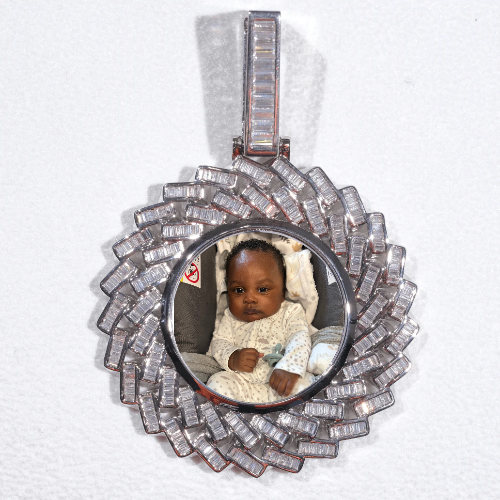 Large 3D Baguette Custom Picture Pendant