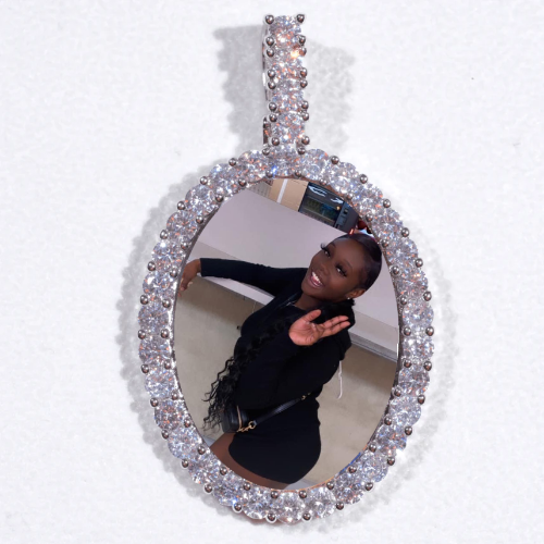 Large 3D Oval Custom Picture Pendant