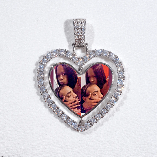 3D Spinning 2-Faced Heart Custom Picture Pendant