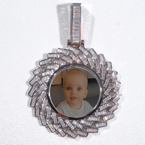 Large 3D Baguette Custom Picture Pendant