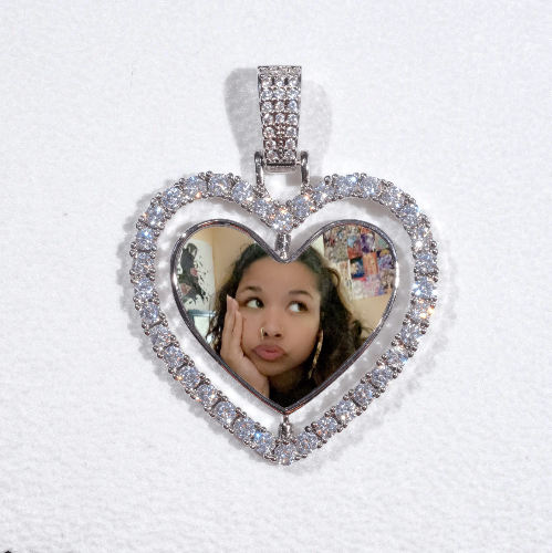 3D Spinning 2-Faced Heart Custom Picture Pendant