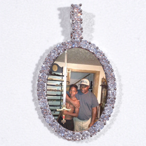 Large 3D Oval Custom Picture Pendant