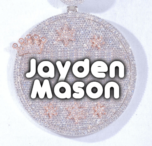 CUSTOM LETTER NECKLACE 3D BIG CROWN DISC