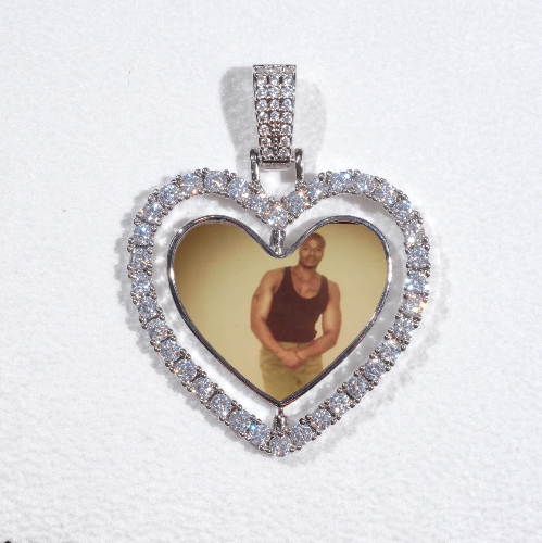 3D Spinning 2-Faced Heart Custom Picture Pendant