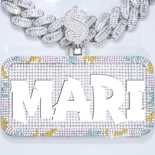 CUSTOM LETTER NECKLACE 3D COLORFUL SQUARE