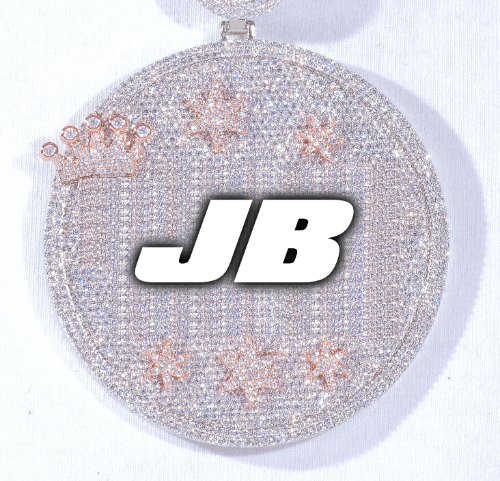 CUSTOM LETTER NECKLACE 3D BIG CROWN DISC